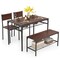 Costway Dining Table Set for 4 Rectangular Table with 2 Chairs, 1 Bench, Storage Racks Rustic Brown/Gray/Brown
